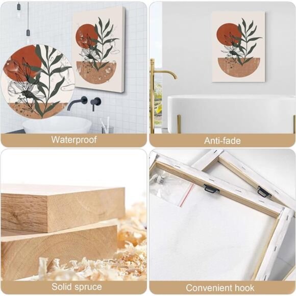 Boho Wall Art Prints, Boho Wall Decor, Abstract Geometric Prints Black Beige - Picture 6 of 7